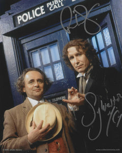 Sylvester McCoy and Paul McGann 10 X 8 Signed In Black Doctor Who