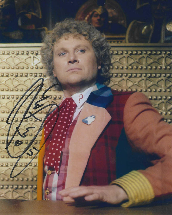 Colin Baker 10x8 signed in Black Doctor Who