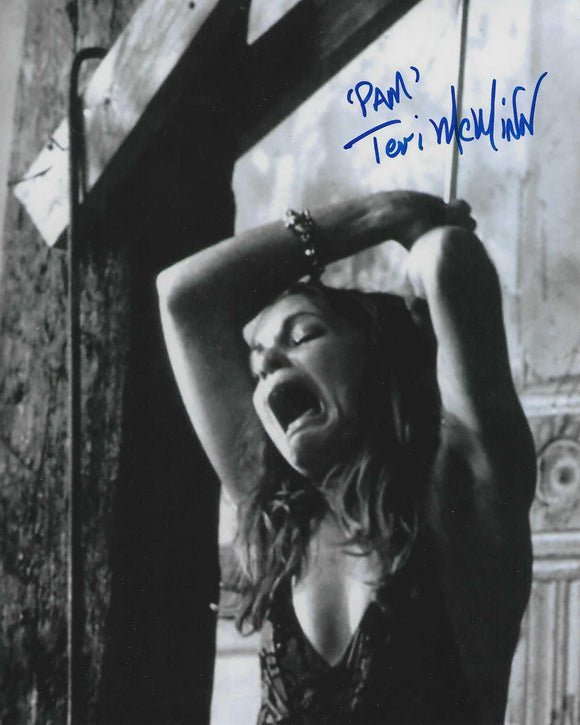 Teri McMinn  10 X 8 Signed in Blue Texas Chainsaw Massacre