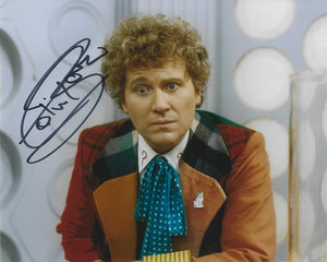 Colin Baker 10x8 signed in Black Doctor Who