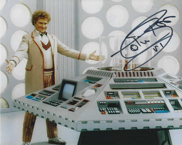 Colin Baker 10x8 signed in Black Doctor Who