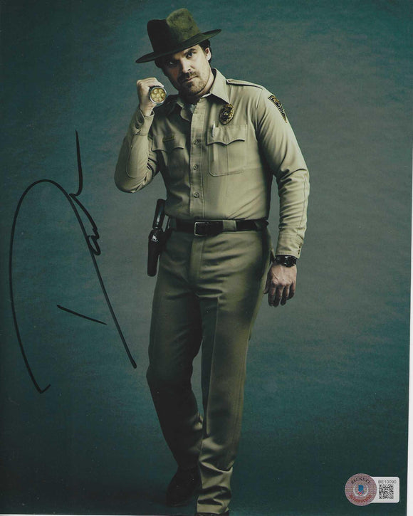 David Harbour 10 X 8 Signed in Black with beckett Stranger Things