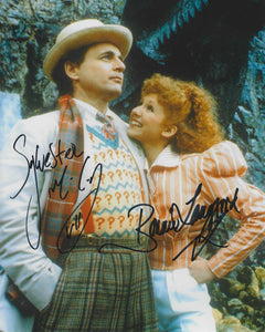 Sylvester McCoy and Bonnie Langford signed in Black doctor who