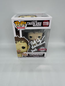 Brett Wagner signed Funko signed in White paint pen.Leatherface