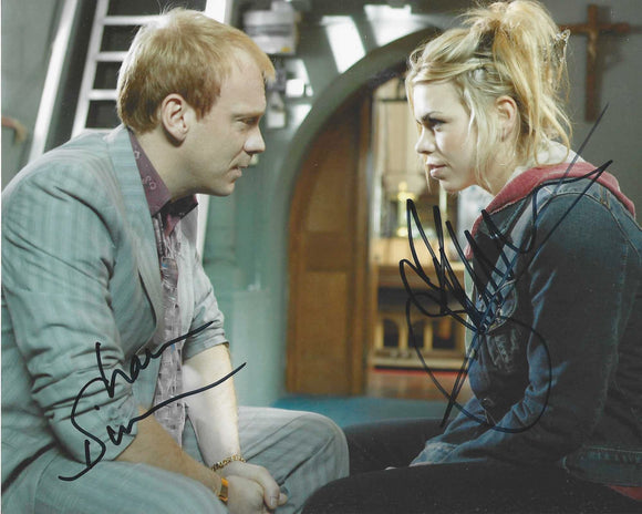 Billie Piper and Shaun Dingwall  10x8 DOUBLE signed in Black Doctor Who
